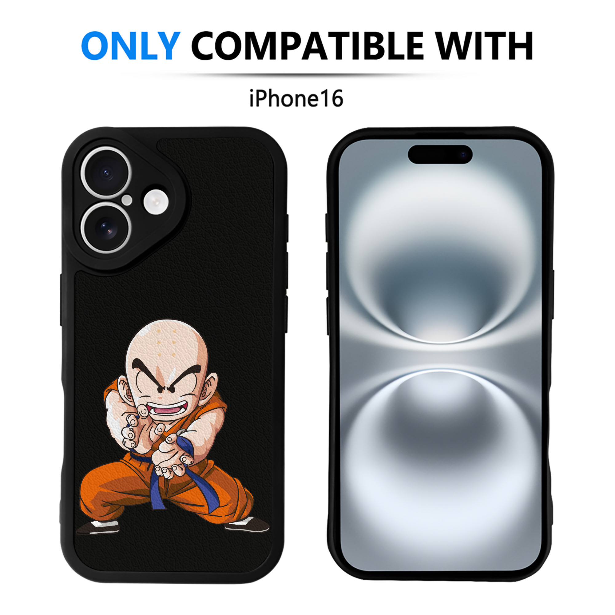 （画像用） ドラゴンボール クリリン DRAGON BALL krillin 【iPhone 16シリーズ対応】シリコンスマホケース（レザー調） 材質：シリコン